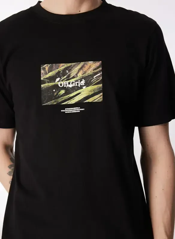 Jack & Jones Bisiklet Yaka Qora Erkaklar Futbolkasi JORLAFAYETTE PHOTO TEE SS CREW NECK - 4