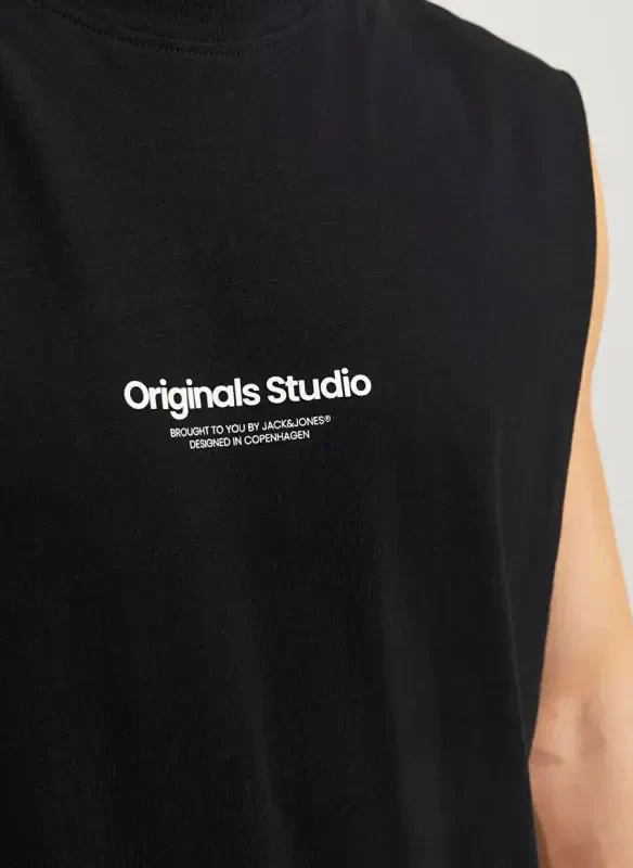 Jack & Jones Bisiklet Yaka Siyah Erkek T-Shirt JORVESTERBRO SLEEVELESS TEE SN - 5