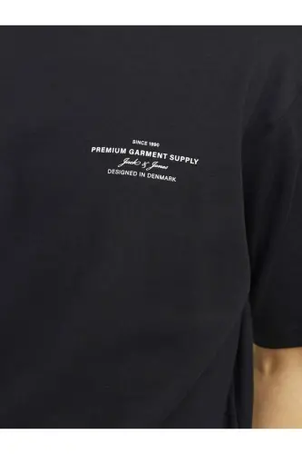 Jack Jones Blachad Brandıng Erkek Tişört 12259357 - Siyah - 3