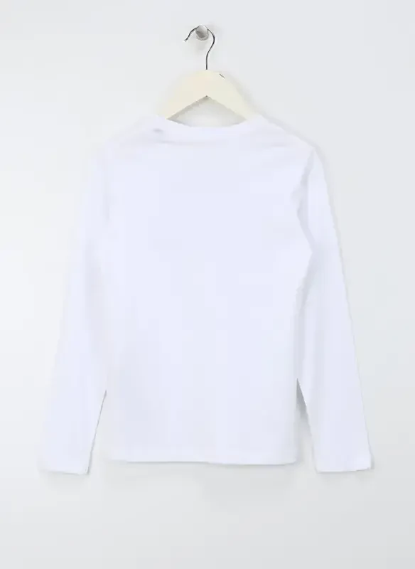 Jack & Jones Bosmali Oq Erkaklar Futbolkasi JJFOREST TEE LS CREW NECK JNR - 2