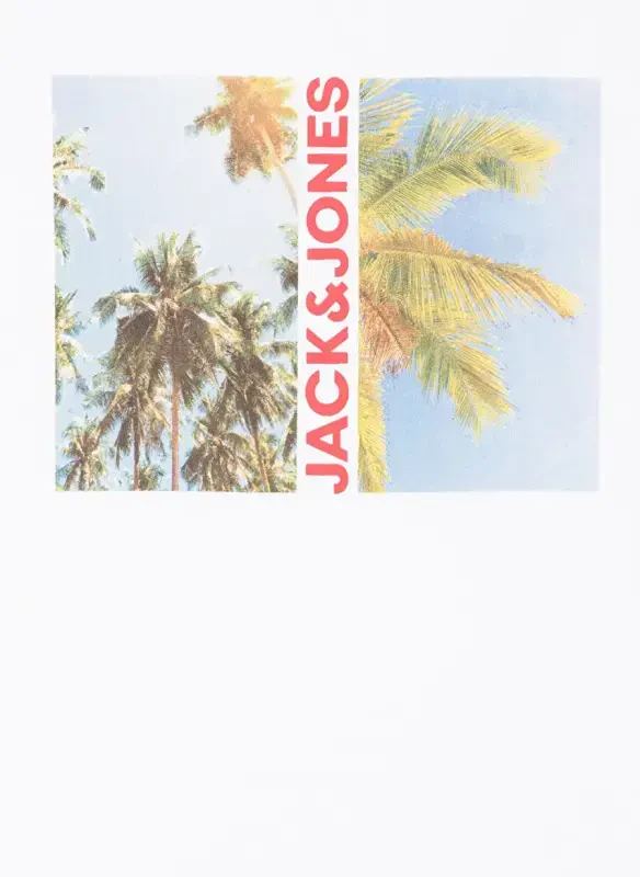 Jack & Jones босмали оқ эркаклар футболкаси JJNAVIN TEE SS CREW NECK JNR - 2