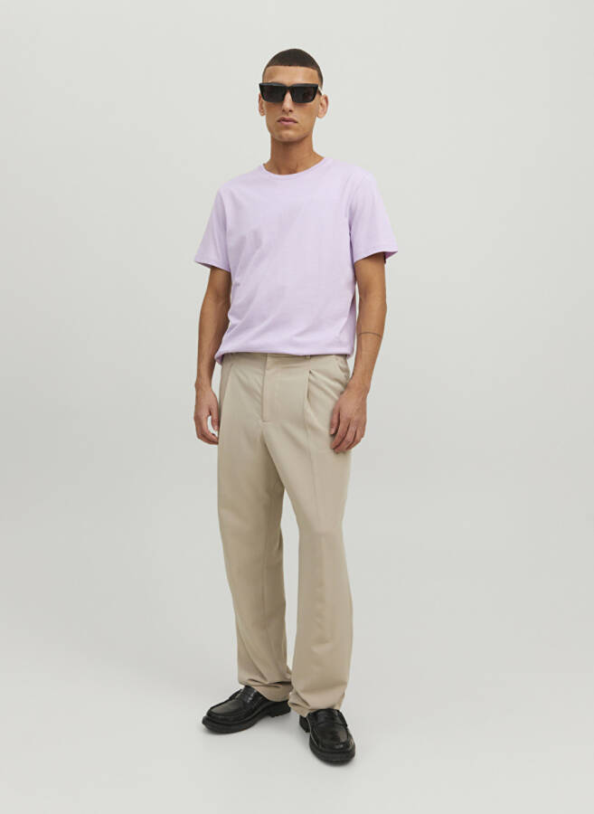 Jack & Jones Crew Neck Plain Lilac Men's T-Shirt - 1