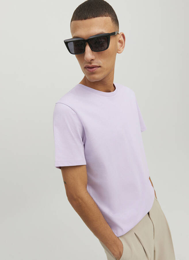 Jack & Jones Crew Neck Plain Lilac Men's T-Shirt - 2