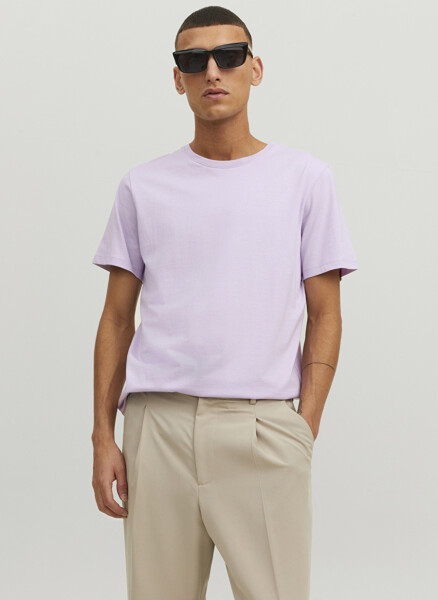 Jack & Jones Crew Neck Plain Lilac Men's T-Shirt - 3