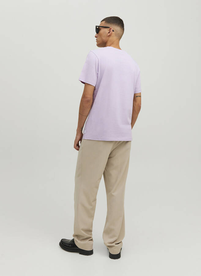 Jack & Jones Crew Neck Plain Lilac Men's T-Shirt - 6