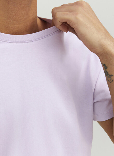 Jack & Jones Crew Neck Plain Lilac Men's T-Shirt - 7