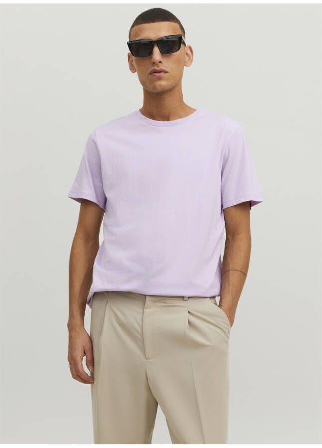 Jack & Jones Crew Neck Plain Lilac Men's T-Shirt - 9