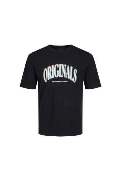 Jack & Jones Crew Neck Printed Short Sleeve Black Men's T-shirt - 4