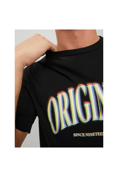 Jack & Jones Crew Neck Printed Short Sleeve Black Men's T-shirt - 6