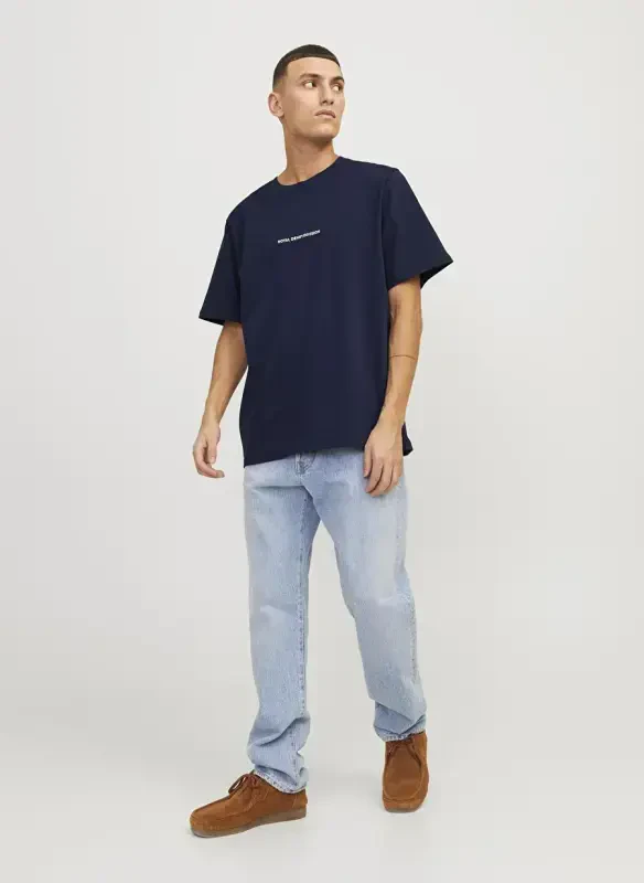 Jack & Jones Dumaloq Yoqali To'q Ko'k Erkaklar Futbolkasi RDDODIS TEE S/S CREW NECK SN - 4