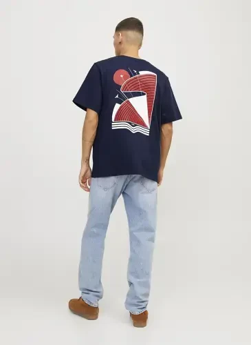 Jack & Jones Dumaloq Yoqali To'q Ko'k Erkaklar Futbolkasi RDDODIS TEE S/S CREW NECK SN - 5