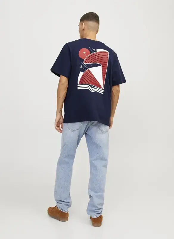 Jack & Jones Dumaloq Yoqali To'q Ko'k Erkaklar Futbolkasi RDDODIS TEE S/S CREW NECK SN - 5