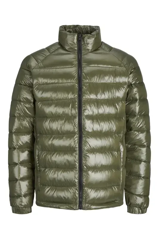 JACK JONES Erkak Rüzgardan Himoya Qiluvchi Yaltiroq Puffer Kurtka 12241629-Olive Night - 1