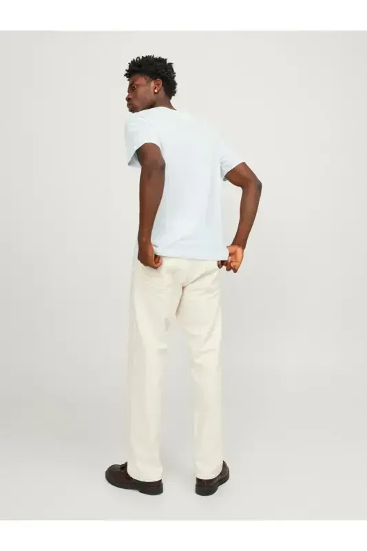 JACK JONES Erkak Velosiped Yoqali футболka 12156101-Soothing Sea - 2