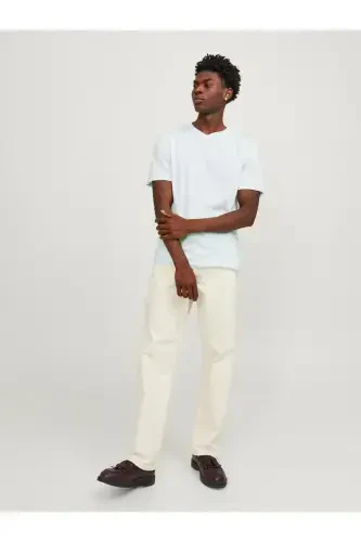 JACK JONES Erkak Velosiped Yoqali футболka 12156101-Soothing Sea - 4