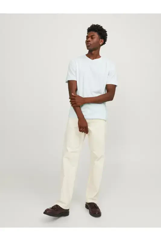 JACK JONES Erkak Velosiped Yoqali футболka 12156101-Soothing Sea - 4