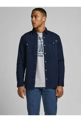Jack Jones Erkaklar Denim Ko'ylak, Jjesherıdan 12138115 - JACK & JONES (1)