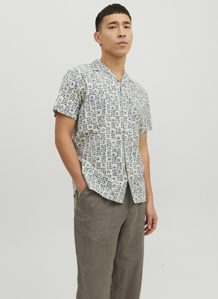 Jack & Jones Erkaklar Ko'ylak, Movi Naqshli, 12234367_JPRBLULANDON PRINT RESORT - 1