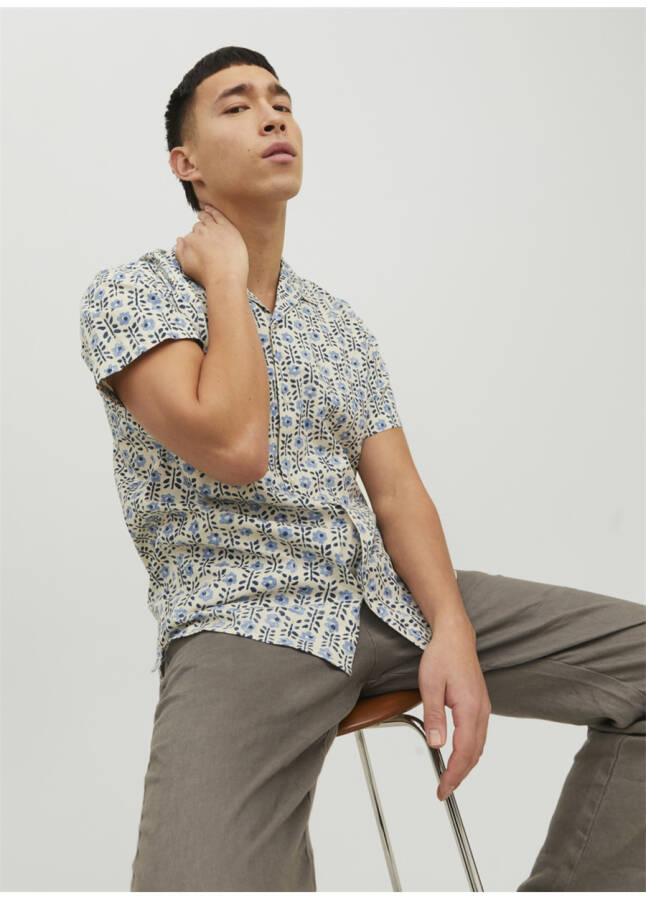 Jack & Jones Erkaklar Ko'ylak, Movi Naqshli, 12234367_JPRBLULANDON PRINT RESORT - 14