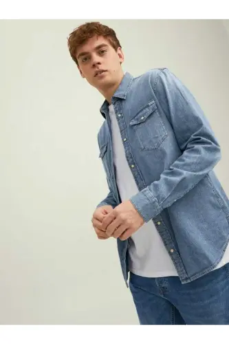 Jack Jones erkaklar uchun denim ko'ylagi, Jjesherı 12138115 - 3
