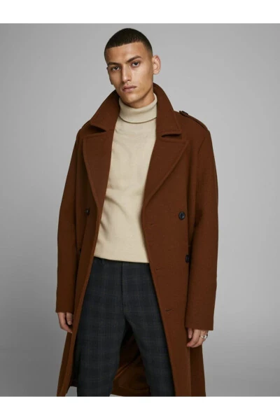 Jack Jones Erkaklar uchun krem rangli bo'yinli triko kazak - 4