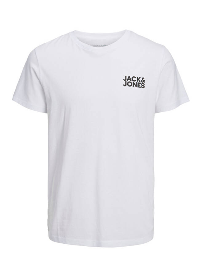 Jack & Jones Erkaklar uchun Oq Dumaloq Yaka T-ko'ylak - 3