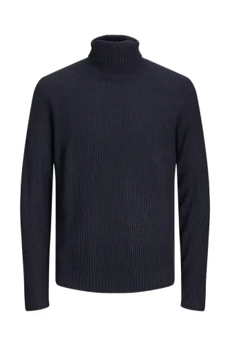 JACK JONES Erkek Basic Boyunlu Kazak 12243119 - Total Eclipse 