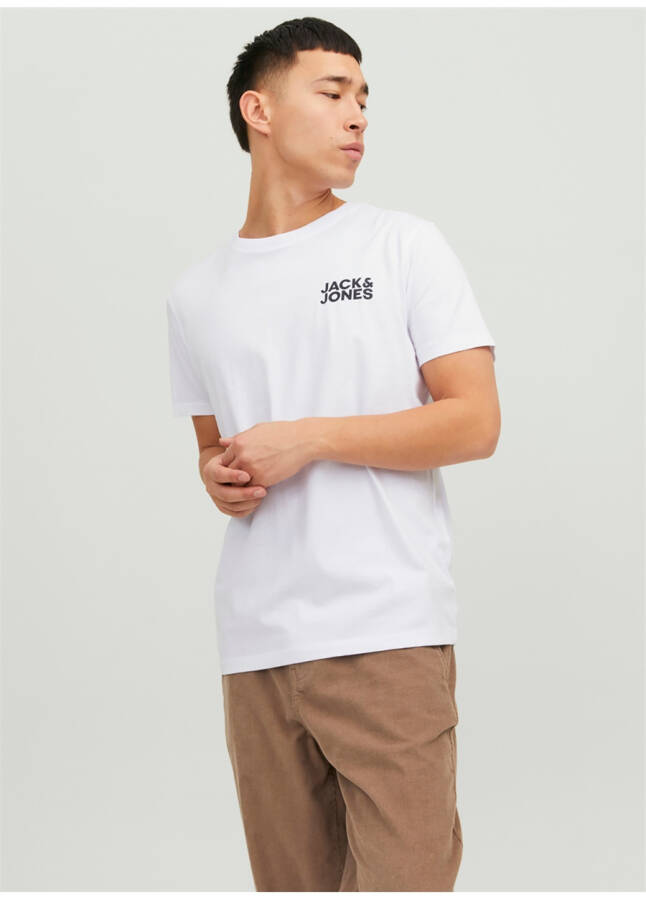 Jack & Jones Erkek Beyaz Yuvarlak Yaka T-Shirt - 12