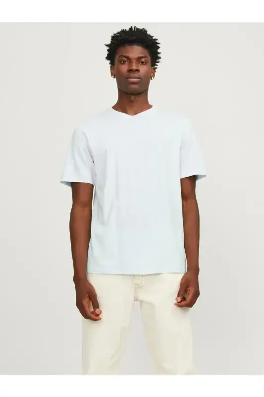 JACK JONES Erkek Bisiklet Yaka Tişört 12156101-Soothing Sea - JACK & JONES