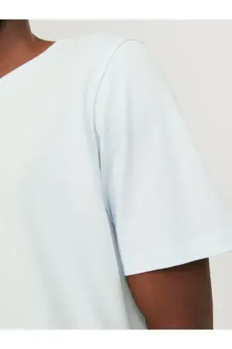 JACK JONES Erkek Bisiklet Yaka Tişört 12156101-Soothing Sea - 6