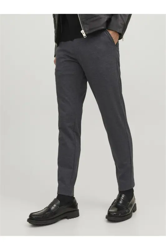 JACK JONES Erkek Chino Pantolon 12237523-Dark Grey Melange - JACK & JONES
