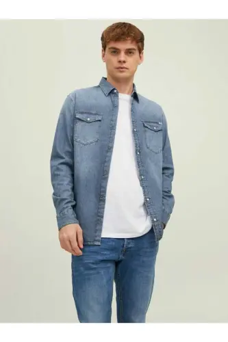 Jack Jones Erkek Denim Gömlek, Jjesherıdan 12138115 