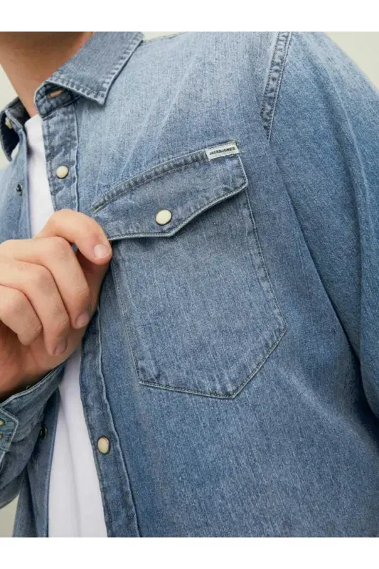 Jack Jones Erkek Denim Gömlek, Jjesherıdan 12138115 - 5