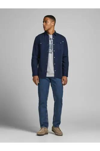 Jack Jones Sheridan Erkek Jean Gömlek 12138115 - Lacivert - 4