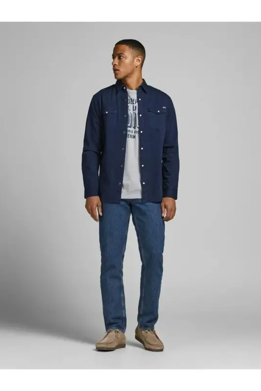 Jack Jones Sheridan Erkek Jean Gömlek 12138115 - Lacivert - 4