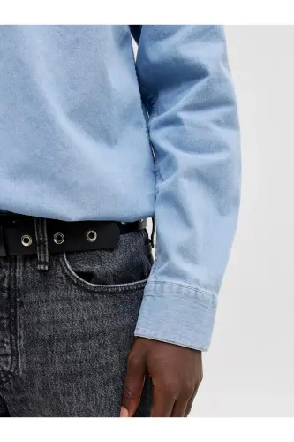 Jack Jones Erkek Denim Gömlek Jjesherıdan 12138115-Light Blue Denim - 8