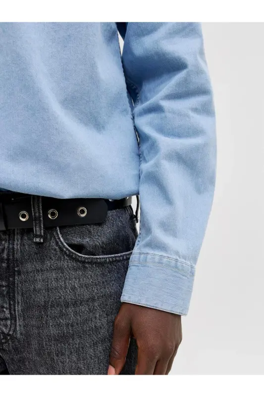 Jack Jones Erkek Denim Gömlek Jjesherıdan 12138115-Light Blue Denim - 8