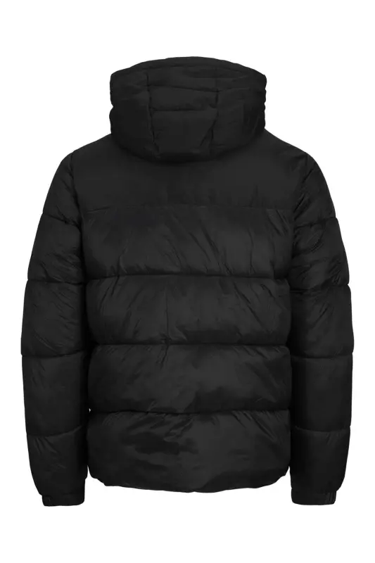 JACK JONES Erkek Rüzgar Geçirmez Kapüşonlu Puffer Mont 12235859-Black - 5