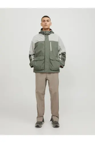 JACK JONES Erkek Su Geçirmez Softshell Mont 12253569 - Agave Green - 3