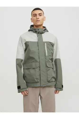 JACK JONES Erkek Su Geçirmez Softshell Mont 12253569 - Agave Green - 4