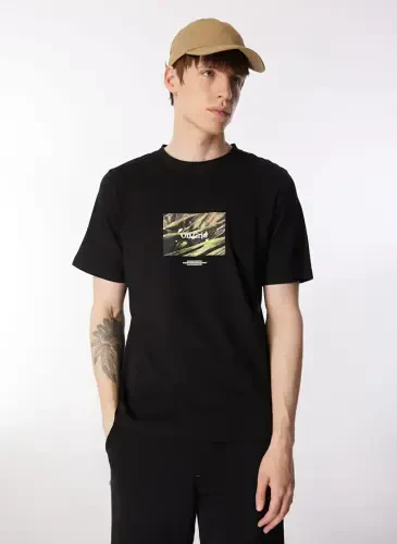 Jack & Jones Футболка мужская черная с круглым вырезом JORLAFAYETTE PHOTO TEE SS CREW NECK - 1
