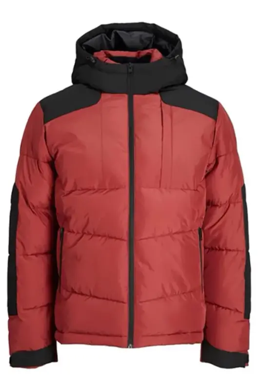 Jack Jones Jcootis Puffer Sn Erkek Günlük Mont 12239001-ROSEWOOD Kırmızı-39P - JACK & JONES