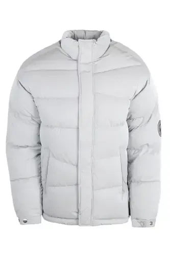 Jack Jones Jcoreflect Puffer Erkak Kundalik Mont 12241177-HIGH-RISE Kulrang-Kulrang - 1