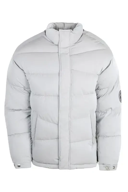 Jack Jones Jcoreflect Puffer Erkak Kundalik Mont 12241177-HIGH-RISE Kulrang-Kulrang - JACK & JONES
