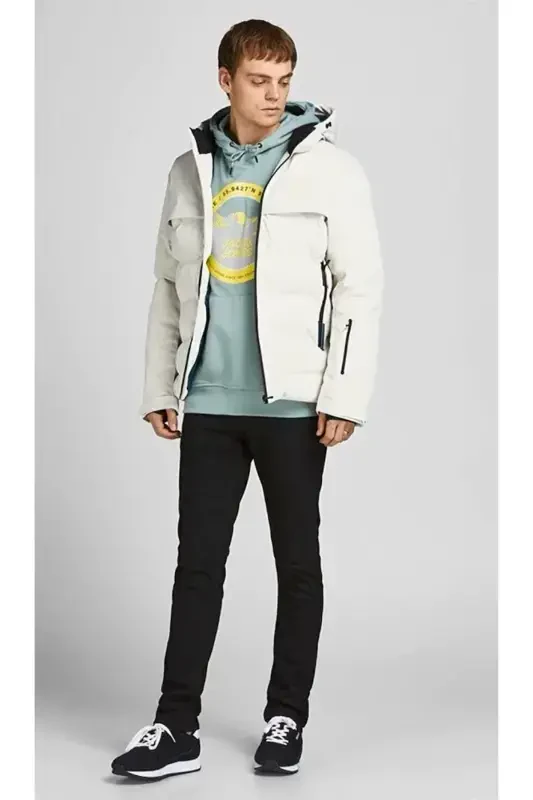 Jack Jones Jcotarwin Puffer Erkak Kundalik Mont 12225287-MOONBEAM Oq-8712M - 4
