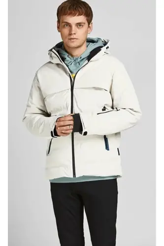 Jack Jones Jcotarwin Puffer Erkek Günlük Mont 12225287-MOONBEAM Beyaz - 8712M-Beyaz - JACK & JONES (1)