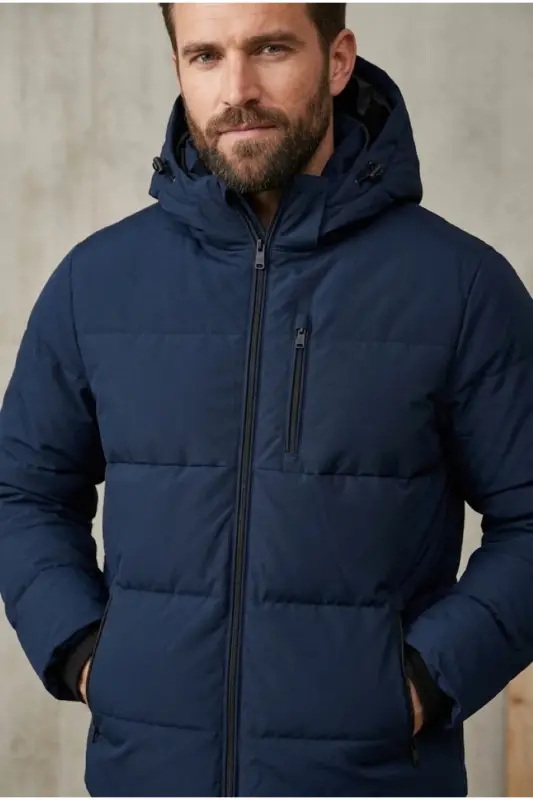 Jack Jones JJEBECKS PUFFER SN Erkek Günlük Mont 12298858-SKY-CAPTAIN Lacivert - JJJ-04 - 1