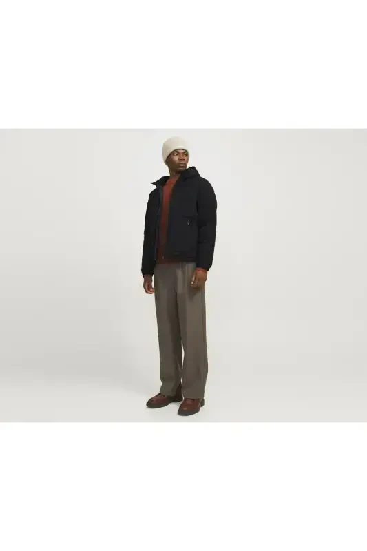 Jack Jones Jjeotto Puffer Erkak Kundalik Mont 12258416-BLACK Qora-58416 - 3