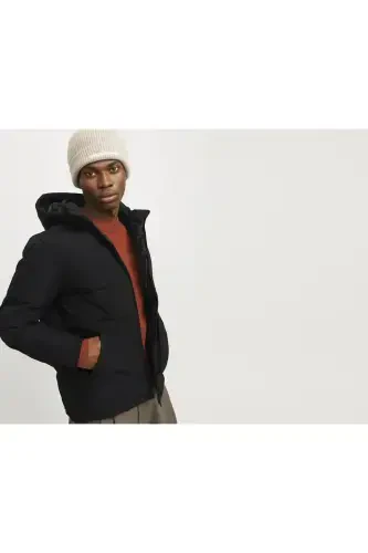 Jack Jones Jjeotto Puffer Erkak Kundalik Mont 12258416-BLACK Qora-58416 - 5