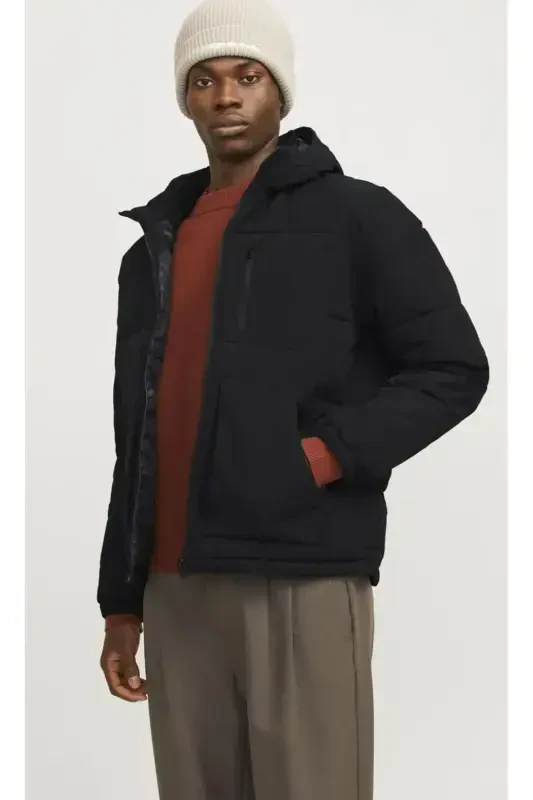 Jack Jones Jjeotto Puffer Erkek Günlük Mont 12258416-BLACK Siyah-58416 - 2